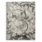 Retro Style Baroque Grau Floral Journal Notizblock (Vorderseite)