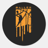 Retro Style Basketball Spielkids Boys 10-12 12- Runder Aufkleber (Vorderseite)