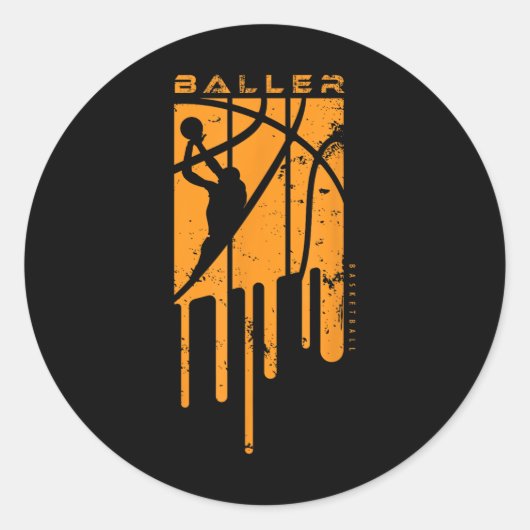 Retro Style Basketball Spielkids Boys 10-12 12- Runder Aufkleber (Vorderseite)