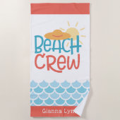 Retro Style Beach Crew Customizable Strandtuch (Vorderseite)