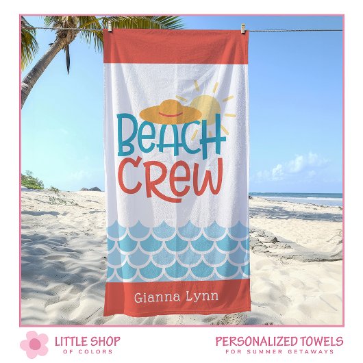 Retro Style Beach Crew Customizable Strandtuch