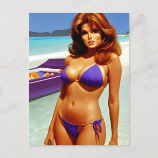 Retro Style Bikini Modell Postkarte