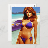 Retro Style Bikini Modell Postkarte (Vorne/Hinten)
