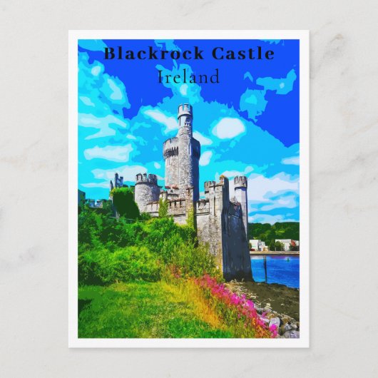 Retro Style Blackrock Castle, Cork Irland Postkarte (Vorderseite)