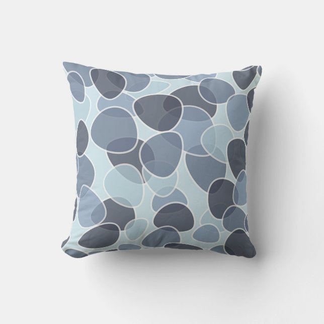 Retro Style Blue & Gray Accent Throw Kissen (Vorderseite)