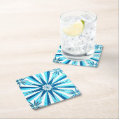 Retro Style Blue Starburst Paper Coaster Rechteckiger Pappuntersetzer (Vor Ort)