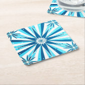 Retro Style Blue Starburst Paper Coaster Rechteckiger Pappuntersetzer (angewinkelt)