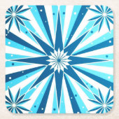 Retro Style Blue Starburst Paper Coaster Rechteckiger Pappuntersetzer (Vorderseite)