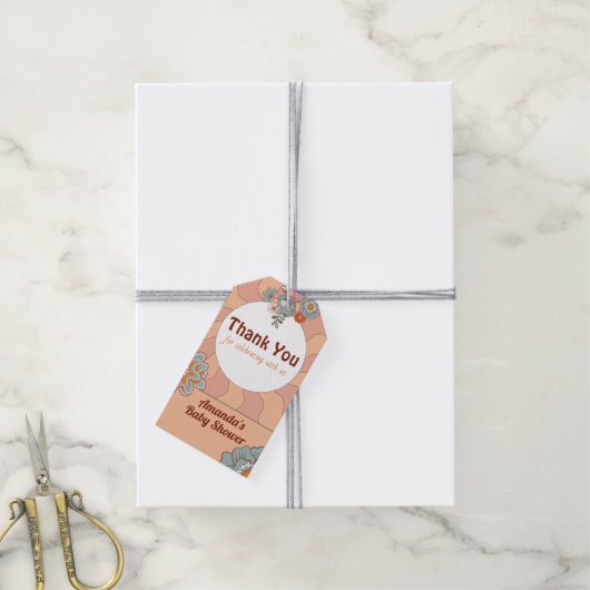 Retro Style Blume Babydusche Vielen Dank für Ihre Geschenkanhänger (Mit Garn)