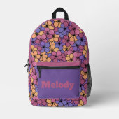 Retro-Style-Blume Bedruckter Rucksack (Vorderseite)