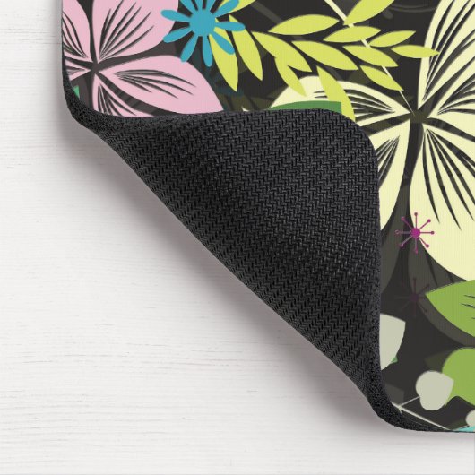 Retro Style Blume Design-Schwarz Hintergrund Mousepad (Ecke)