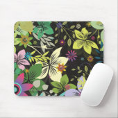 Retro Style Blume Design-Schwarz Hintergrund Mousepad (Mit Mouse)