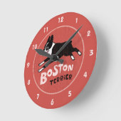 Retro Style Boston Terrier Jumping Dog Runde Wanduhr (Winkel)
