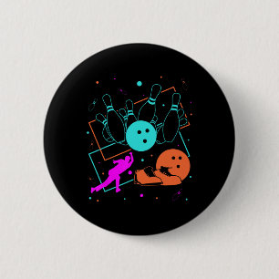 Retro Style Bowler Team 80er Jahre Bowling Button