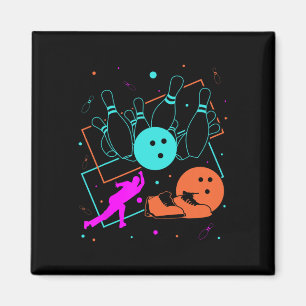 Retro Style Bowler Team 80er Jahre Bowling Magnet