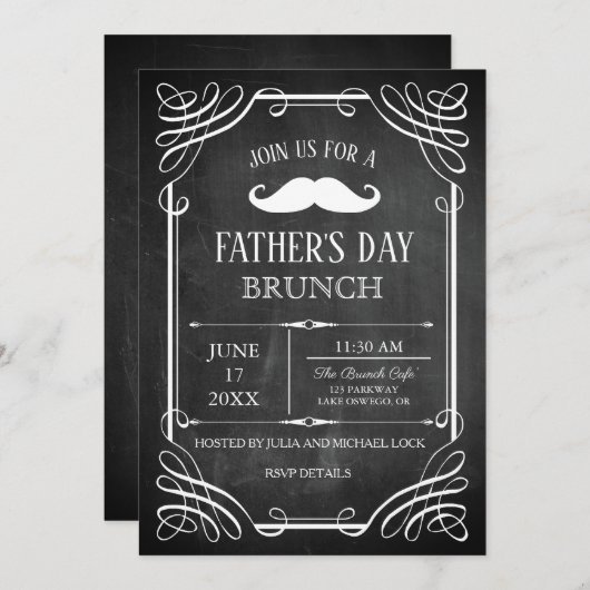 Retro Style Chalkboard Vatertag Party Einladung (Vorne/Hinten)