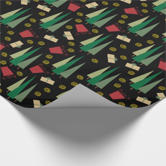 Retro Style Christmas Tree Muster Geschenkpapier (Ecke)