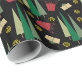 Retro Style Christmas Tree Muster Geschenkpapier (Rolleneckpunkt)