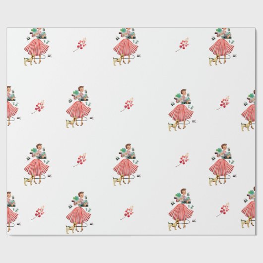 Retro Style Christmas Wrap Geschenkpapier (Flach)