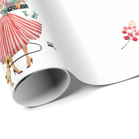 Retro Style Christmas Wrap Geschenkpapier (Rolleneckpunkt)