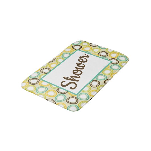Retro-Style Circle Pattern Customizable Badematte (Schrägansicht)
