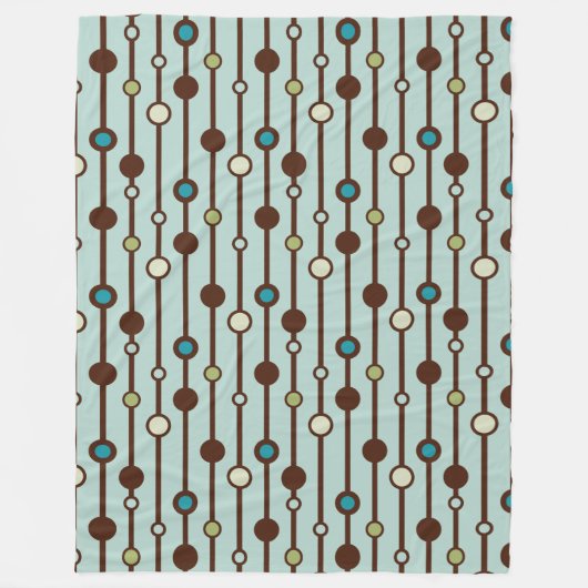 Retro Style Circles and Lines Aqua Tan Brown Fleecedecke (Vorderseite)