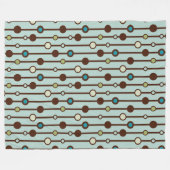 Retro Style Circles and Lines Aqua Tan Brown Fleecedecke (Vorderseite (Horizontal))
