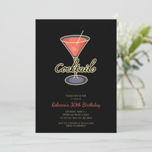 Retro-Style Cocktail-Party Einladungen (Stehend Vorderseite)
