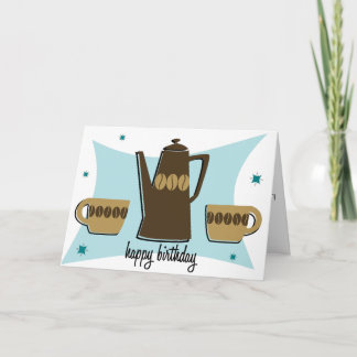Retro Style Coffee Themed Birthday Card (aquamarin Karte