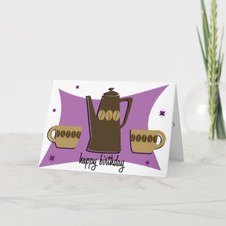 Retro Style Coffee Themed Birthday Card (Lila) Karte