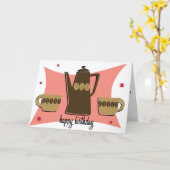 Retro Style Coffee Themed Birthday Card (Pink) Karte (Gelbe Blume)