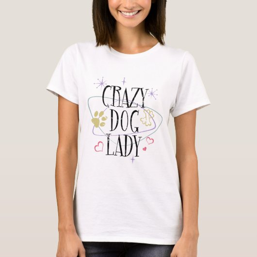 Retro Style Crazy Dog Lady T - Shirt (Vorderseite)