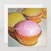 RETRO STYLE CUPCAKE BIRTHDAY INVITATION CARD EINLADUNG (Vorne/Hinten)