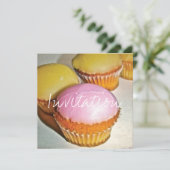 RETRO STYLE CUPCAKE BIRTHDAY INVITATION CARD EINLADUNG (Stehend Vorderseite)