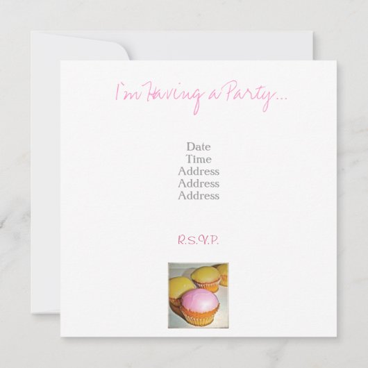 RETRO STYLE CUPCAKE BIRTHDAY INVITATION CARD EINLADUNG (Rückseite)