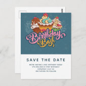 Retro Style Cupcakes Süßes Dessert Save the Date Postkarte (Vorne/Hinten)