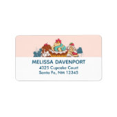 Retro Style Cupcakes Sweet Dessert Adressaufkleber (Vorne)