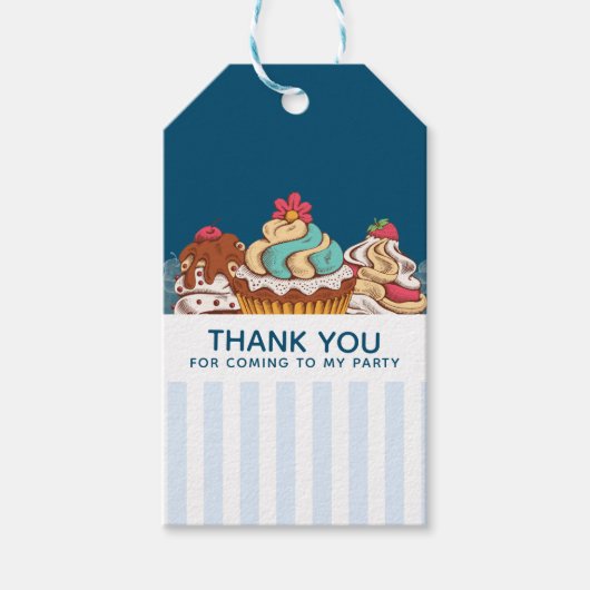 Retro Style Cupcakes Sweet Dessert Danke Geschenkanhänger (Vorderseite)