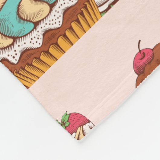 Retro Style Cupcakes Sweet Dessert Fleecedecke (Ecke)