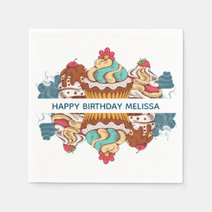 Retro Style Cupcakes Sweet Dessert Geburtstag Serviette