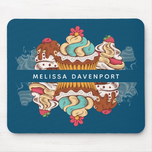 Retro Style Cupcakes Sweet Dessert Mousepad (Vorne)