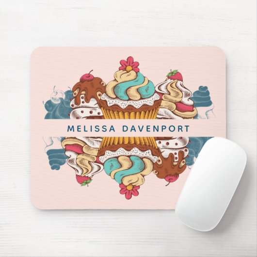 Retro Style Cupcakes Sweet Dessert Mousepad (Mit Mouse)