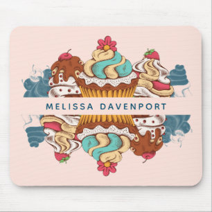 Retro Style Cupcakes Sweet Dessert Mousepad