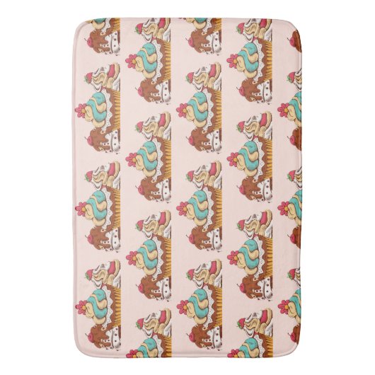 Retro Style Cupcakes Sweet Dessert Muster Badematte (Vorderseite Vertikal)