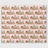 Retro Style Cupcakes Sweet Dessert Muster Geschenkpapier (Flach)