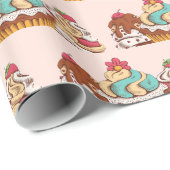 Retro Style Cupcakes Sweet Dessert Muster Geschenkpapier (Rolleneckpunkt)