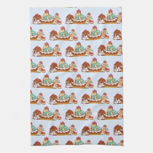 Retro Style Cupcakes Sweet Dessert Muster Geschirrtuch (Vertikal)