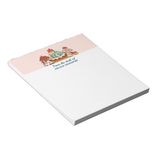 Retro Style Cupcakes Sweet Dessert Notizblock (angewinkelt)