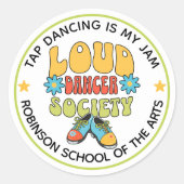 Retro Style Customizable Tap Dance Studio Runder Aufkleber (Vorderseite)