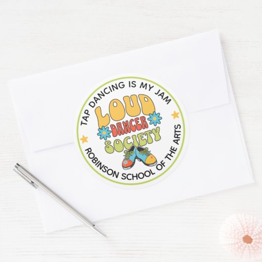 Retro Style Customizable Tap Dance Studio Runder Aufkleber (Umschlag)